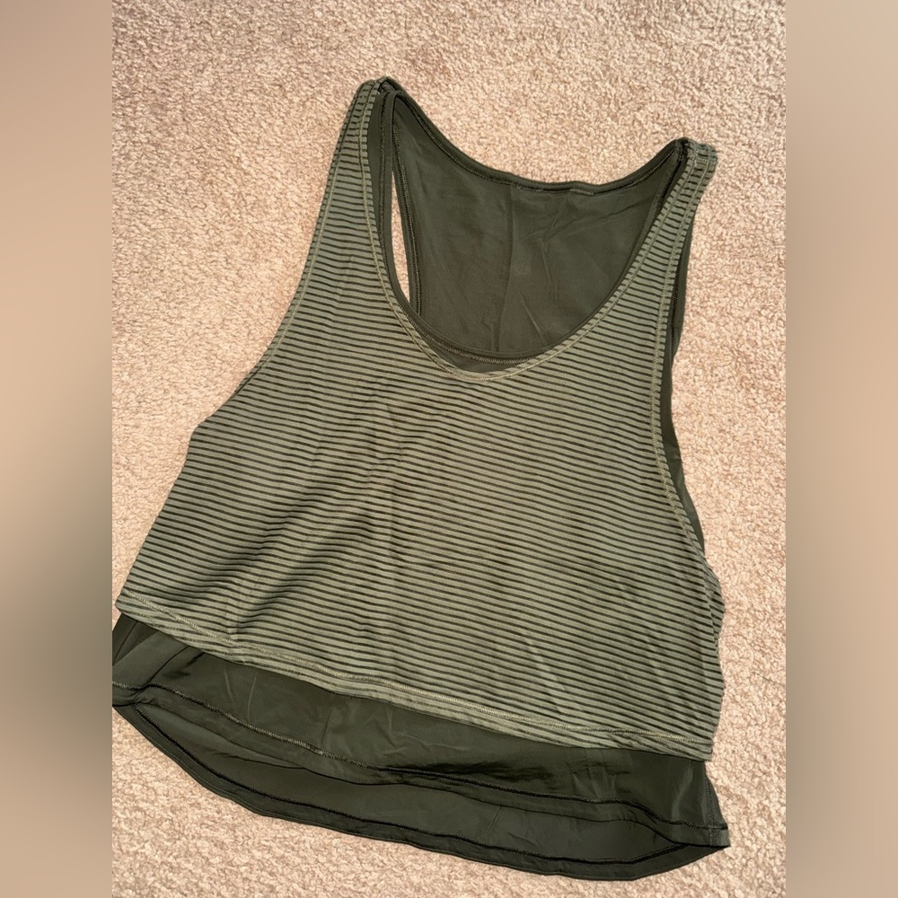 Lululemon Olive green layered tank size 4